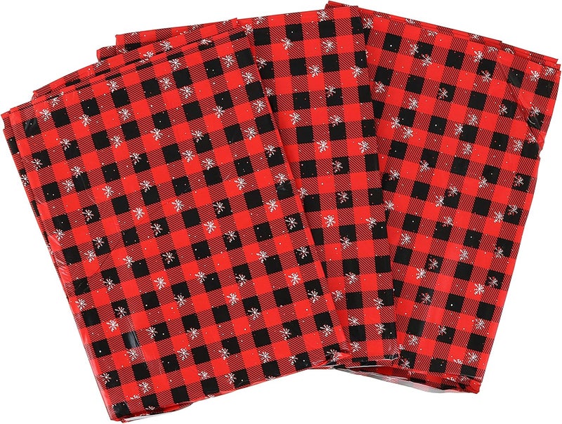 Iconikal Plastic Tablecloth Table Cover Snowflake Buffalo Plaid 54 x 108Inch 3Pack - Image 2