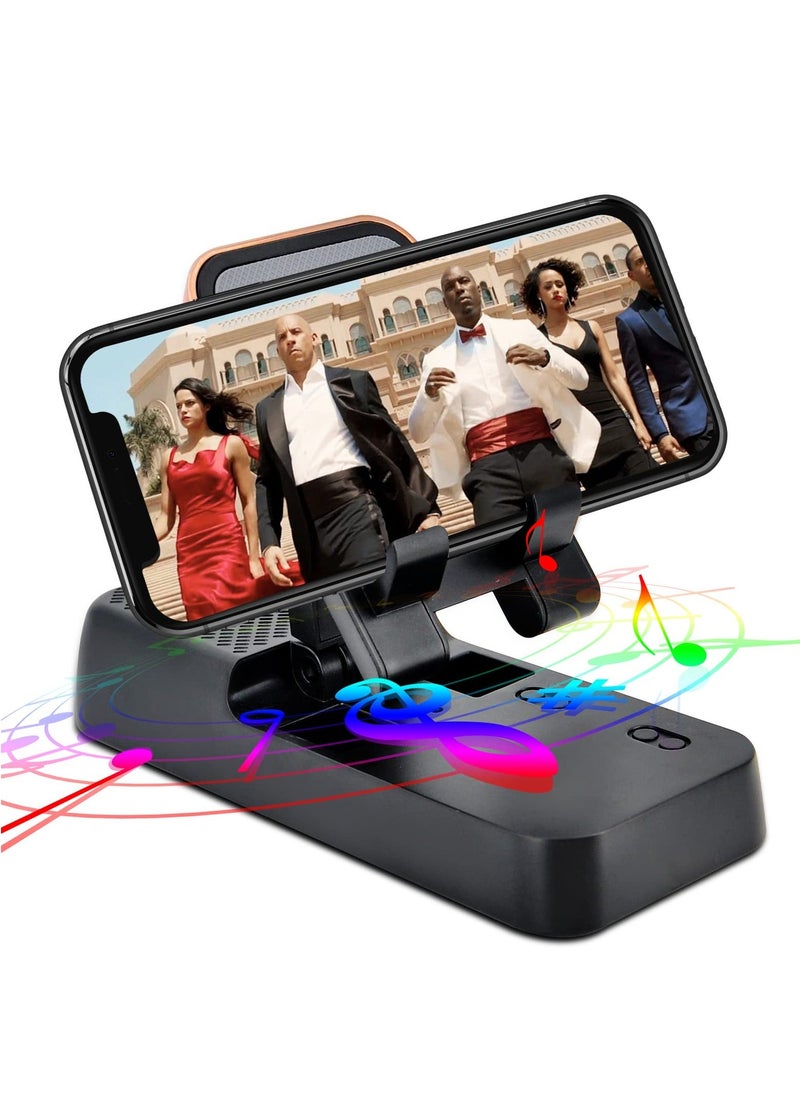 Y&D Cell Phone Stand with Bluetooth Speaker, Adjustable Holder for Desk Anti-slip Base Hd Surround Sound Speaker Compatible Iphone, Ipad, Samsung  - Image 1