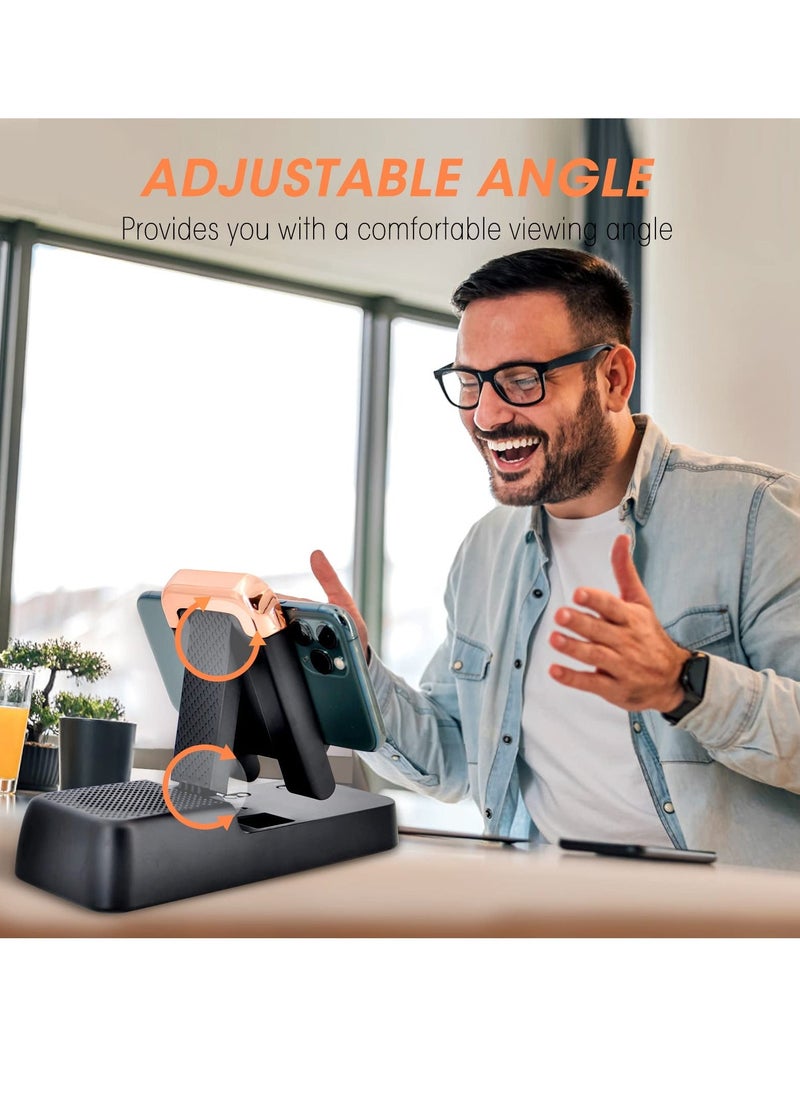 Y&D Cell Phone Stand with Bluetooth Speaker, Adjustable Holder for Desk Anti-slip Base Hd Surround Sound Speaker Compatible Iphone, Ipad, Samsung  - Image 3