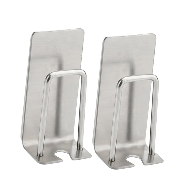 Amosfun 2 Pack Stainless Steel Wall Mounted Toothbrush Holder No Drilling Punch Free Design for Toothbrush Toothpaste Cup Storage Bathroom Home Organizer - Image 2