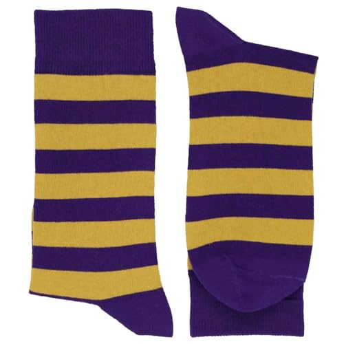 tiemart Men's Socks, One Pair (Dark Purple and Gold Striped) - Image 5