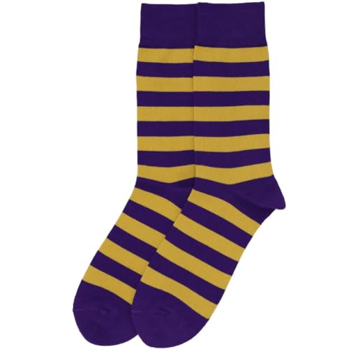 tiemart Men's Socks, One Pair (Dark Purple and Gold Striped) - Image 4