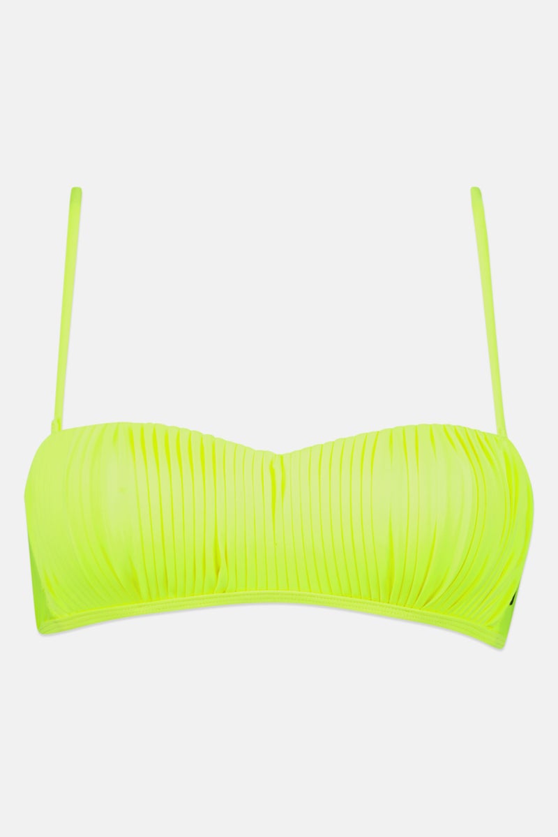 RIP CURL Women Pleated Padded Bikini Top, Neon Lime - Image 1