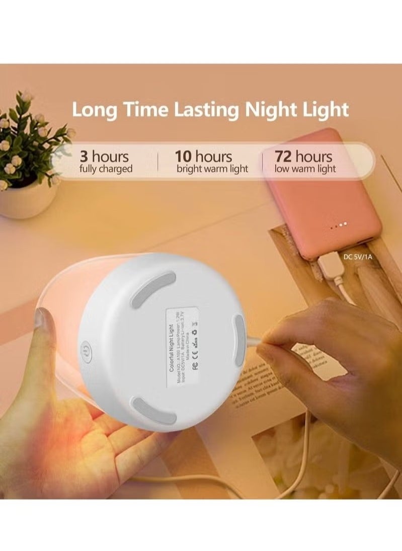 Generic - Nursery Night Light for Babies Baby with Dimmable Warm Light 5 Color Changing Usb Rechargeable Bedside Lamp Led Touch Control Bedroom - Image 1