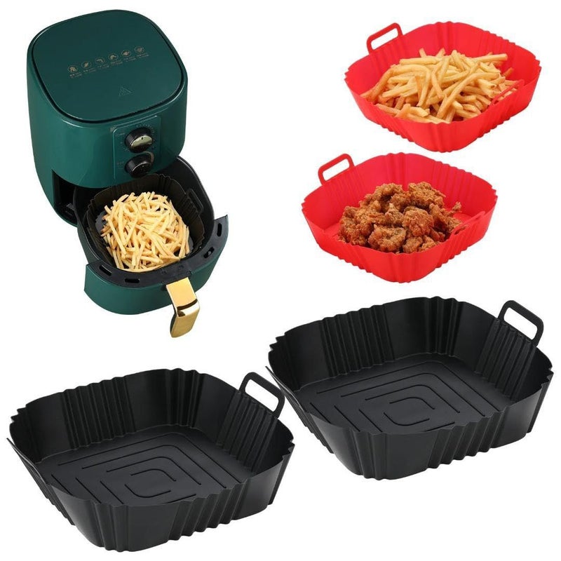 Silicone Air Fryer Liner 20cm Reusable Heat-Resistant Round Mat for Air Fryer Basket Non-Stick Dishwasher Safe Food Grade Silicone Tray Alternative to Baking Paper