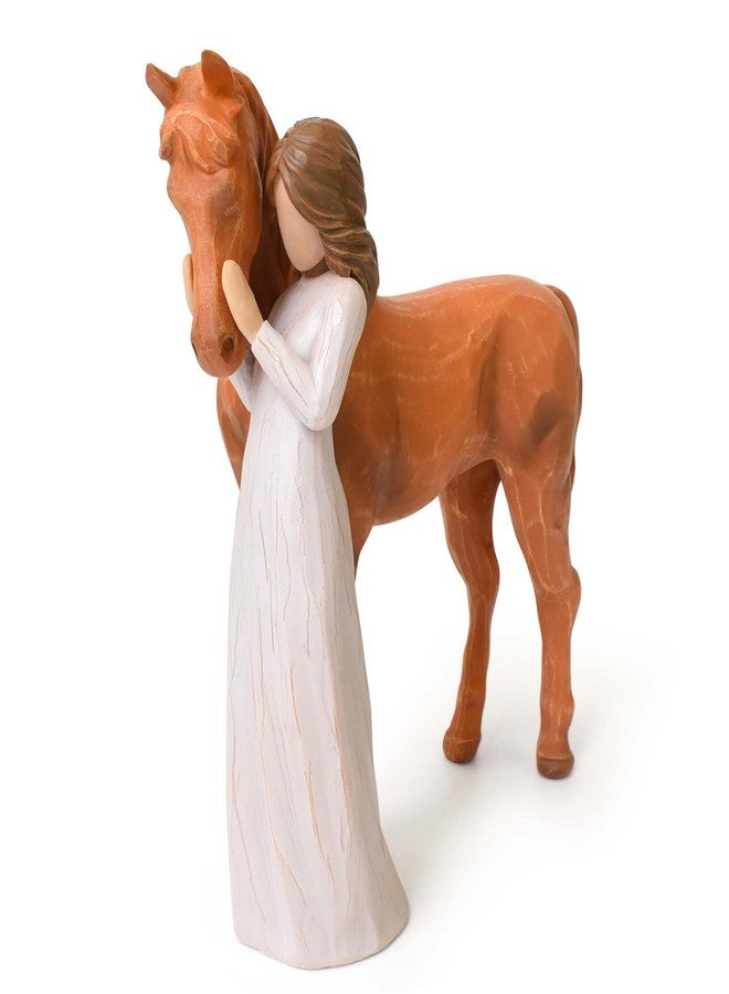 Eremaoy Horse Gifts for Women, Women Embraces Horses Figurine, Brown - Image 1