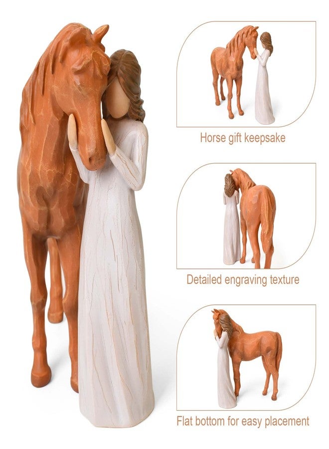 Eremaoy Horse Gifts for Women, Women Embraces Horses Figurine, Brown - Image 3