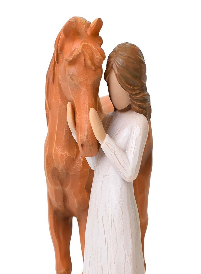Eremaoy Horse Gifts for Women, Women Embraces Horses Figurine, Brown - Image 2