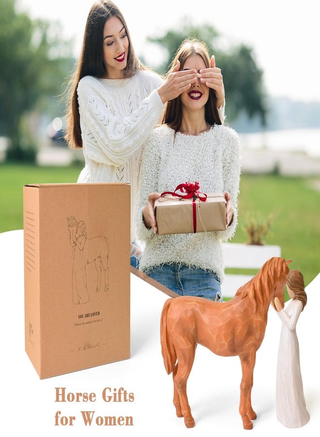 Eremaoy Horse Gifts for Women, Women Embraces Horses Figurine, Brown - Image 5