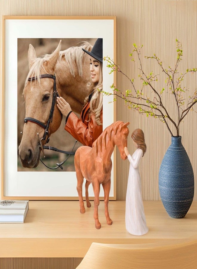Eremaoy Horse Gifts for Women, Women Embraces Horses Figurine, Brown - Image 4