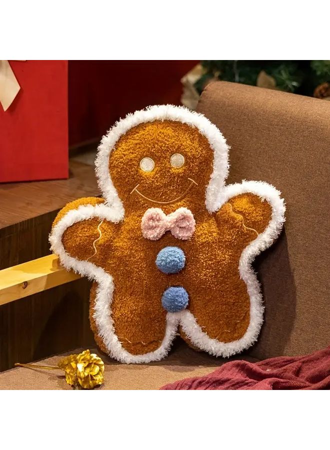 Dark Brown Gingerbread Man Plush Toy Soft Stuffed Christmas Gift Home Decor - Image 1