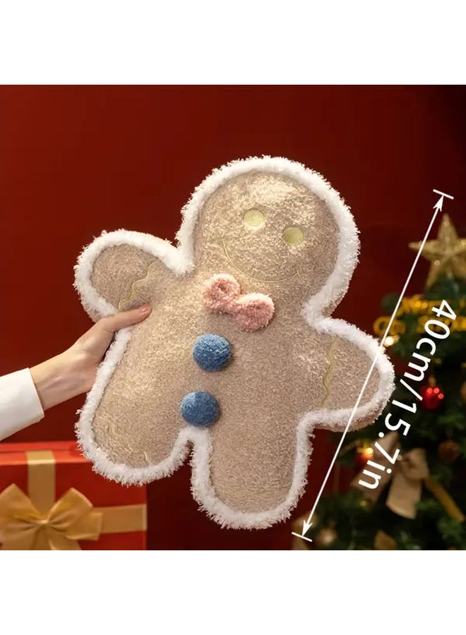 Dark Brown Gingerbread Man Plush Toy Soft Stuffed Christmas Gift Home Decor - Image 3