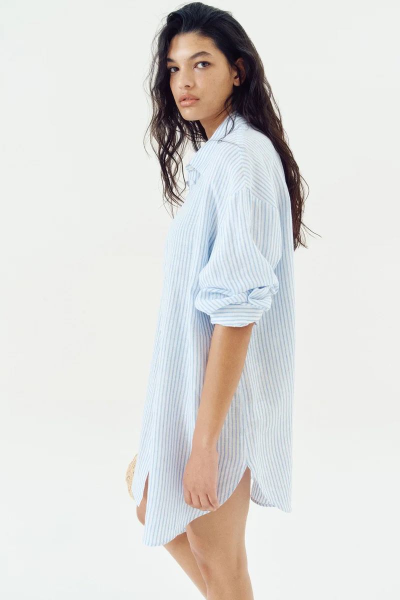 اتش اند ام Linen beach shirt