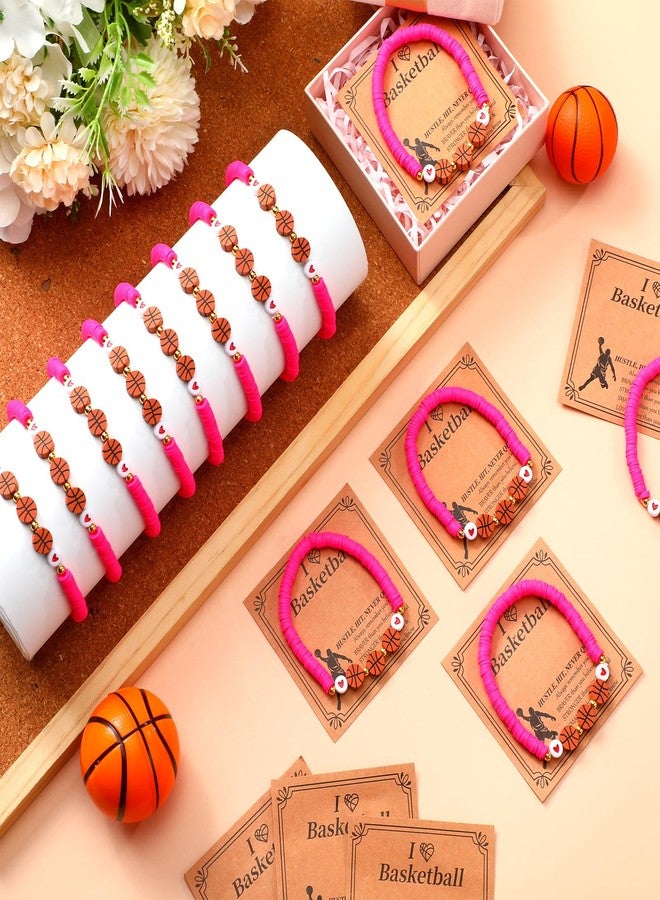 Ecation 20 Set Basketball Bracelets Basketball Gifts Sport Bracelets Team Gift Basketball Bead Bracelet with Inspirational Card for Sport Basketball Team Lovers Players Gifts, about 7.09 inches/ 18 cm - Image 4