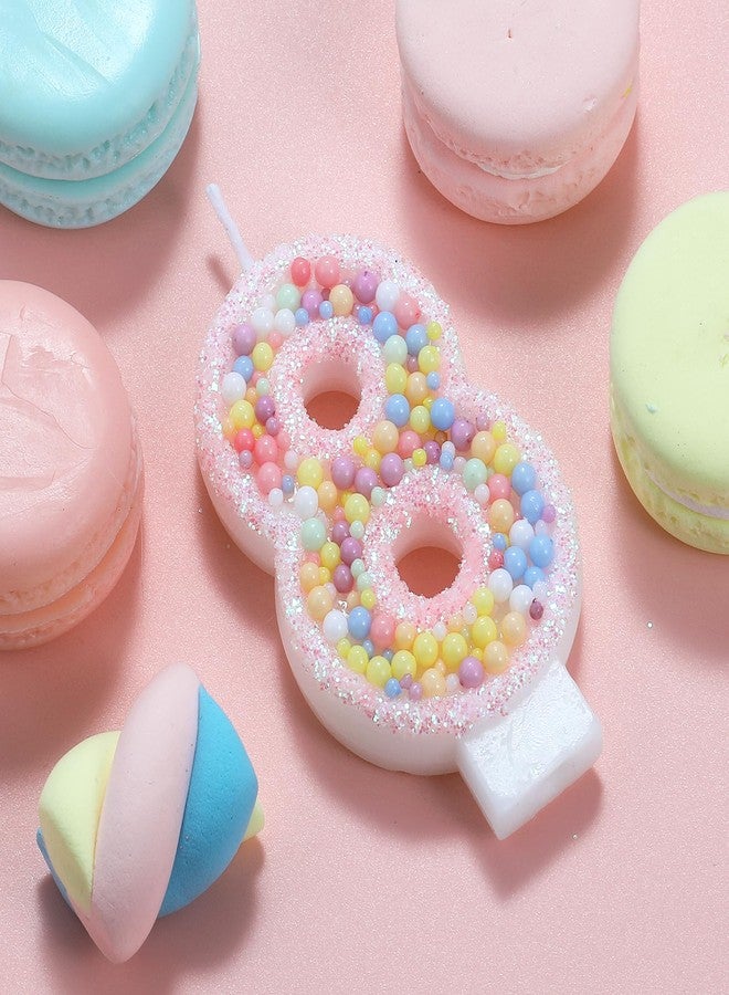 IDIJOLI Pastel Macaron 8th Birthday Candle Sweet Pink Number 8 Candle Cake Topper Cupcake Decorations for Girls and Women Party Decor Anniversary Celebrations Supplies - Image 2
