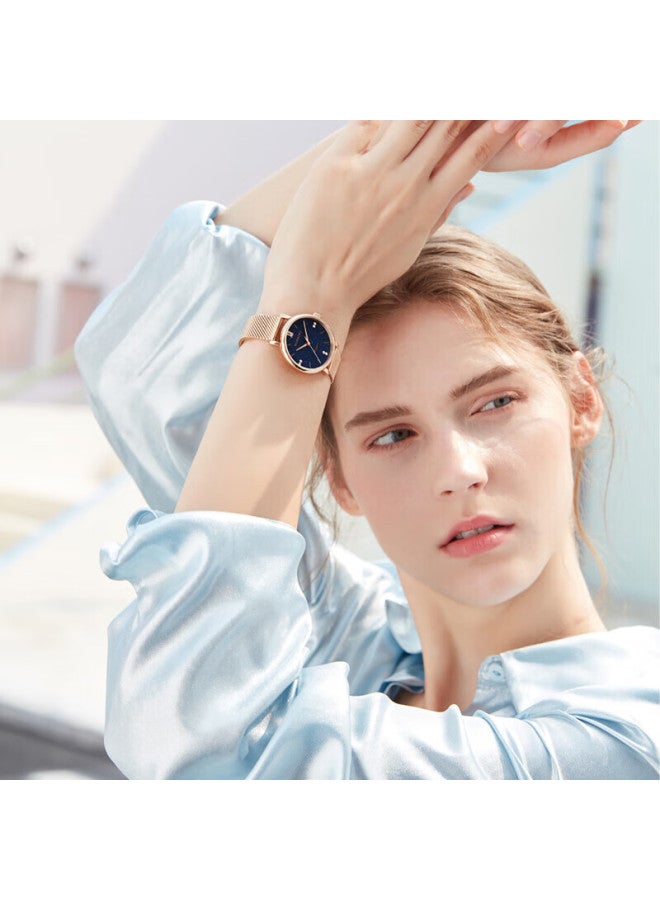 Rossini Women'S Quartz Watch Waterproof Steel Strap Birthday Gift For Girlfriend National Watch Temperament Fashion Starry Sky Blue 517776 - Image 2