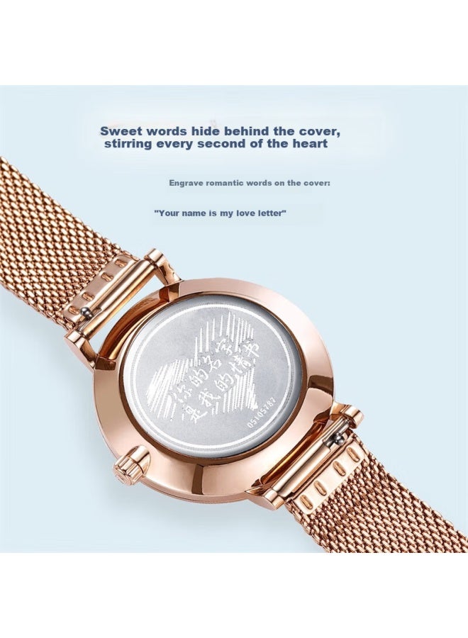 Rossini Women'S Quartz Watch Waterproof Steel Strap Birthday Gift For Girlfriend National Watch Temperament Fashion Starry Sky Blue 517776 - Image 5