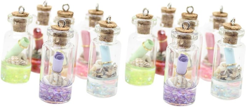 12PCS Drift Bottle Resin Pendant Set for DIY Jewelry Simulation Glass Bottle Earrings Key Chain Accessories Creative Craft Decor - Image 1