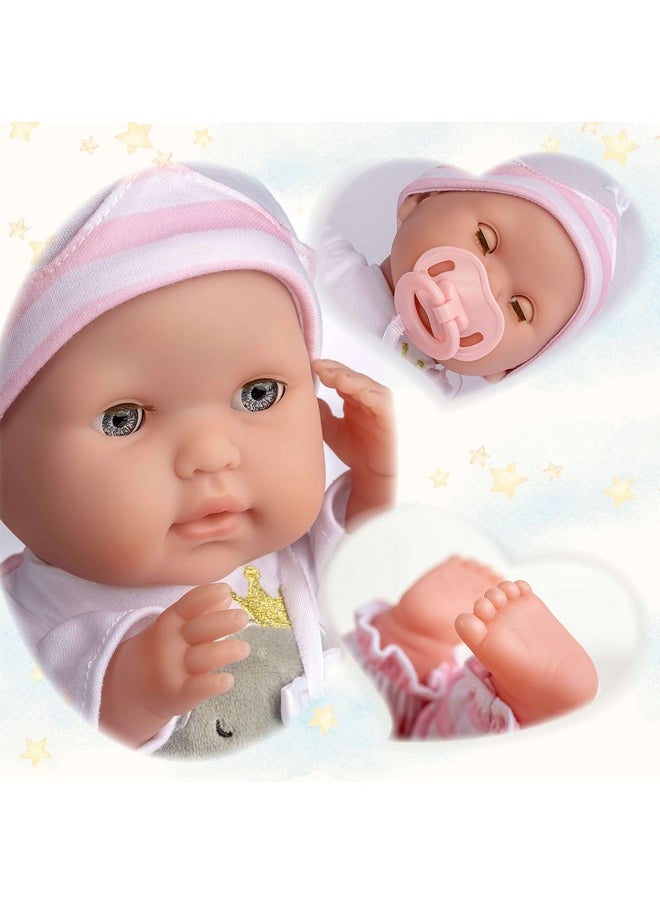 JC TOYS 15" Realistic Soft Body Baby Doll with Open/Close Eyes | JC Toys - Berenguer Boutique | 10 Piece Gift Set with Bottle, Rattle, Pacifier & Accessories | Pink | Ages 2+  - Image 2