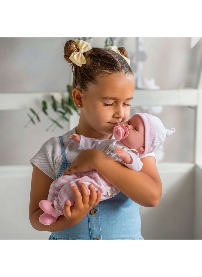 JC TOYS 15" Realistic Soft Body Baby Doll with Open/Close Eyes | JC Toys - Berenguer Boutique | 10 Piece Gift Set with Bottle, Rattle, Pacifier & Accessories | Pink | Ages 2+  - Image 5