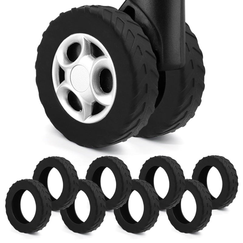 UMUST 8Pcs Luggage Wheel Covers,Silicone Suitcase Cover for 2-2.4'' Spinner Wheel, Carry On Luggage Wheels Protector,Upgrade Suitcase Wheels Protective,Essential Travel Accessoriesï¼ˆBlackï¼‰ - Image 1
