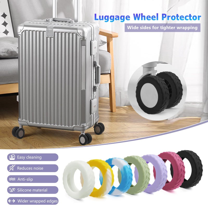 UMUST 8Pcs Luggage Wheel Covers,Silicone Suitcase Cover for 2-2.4'' Spinner Wheel, Carry On Luggage Wheels Protector,Upgrade Suitcase Wheels Protective,Essential Travel Accessoriesï¼ˆBlackï¼‰ - Image 2