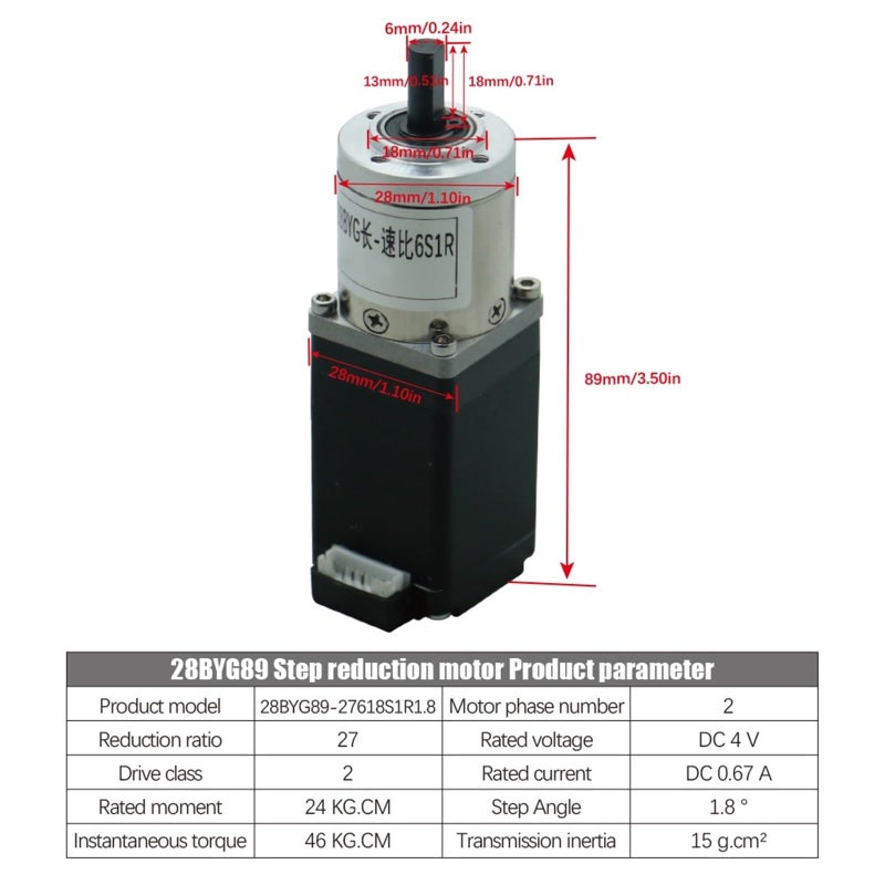 28BYG89 27 Nema11 0 67A Micro Stepper Motor With 5 18 27 435 Planetary Gearbox For DIY Robot 3D Machine - Image 3