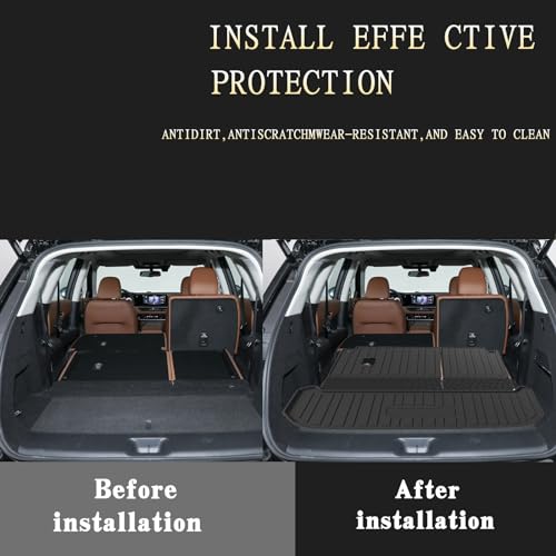 Elsetyler Custom Fit for Cargo Mat 2022-2024 2025 Nissan Pathfinder - Black TPE All Weather Waterproof Rear Cargo Liner Rear Trunk Liner Back Seat Cover Protector(Trunk Mats with Backrest Mat) - Image 2