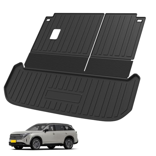 Elsetyler Custom Fit for Cargo Mat 2022-2024 2025 Nissan Pathfinder - Black TPE All Weather Waterproof Rear Cargo Liner Rear Trunk Liner Back Seat Cover Protector(Trunk Mats with Backrest Mat) - Image 1