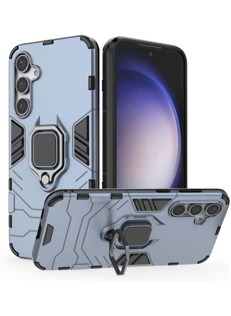 Generic - Cover for Samsung Galaxy S23 Fe 5G, TPU/PC Dual Layer Hybrid Armor Case with Magnetic Car Holder, Silicone Cover with 360° Rotating Ring, Shockproof Shell Protection, Blue - Image 1