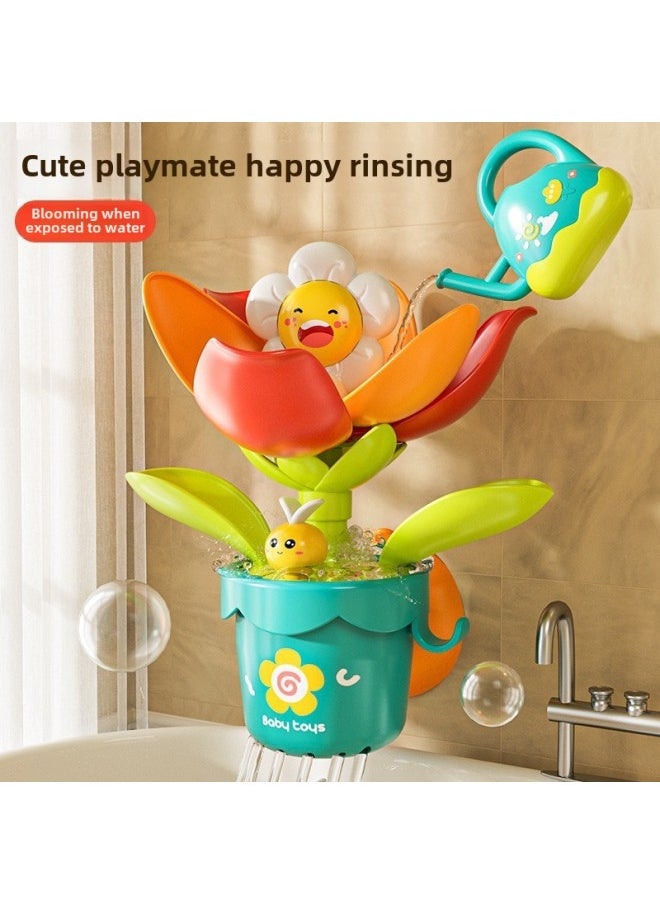 Baby Water Toys Sunflower Watering Blooming Shower Boys And Girls Bathing Water Spray Toys-Color:Sunflower Cute Duck Water Shower  - Image 1