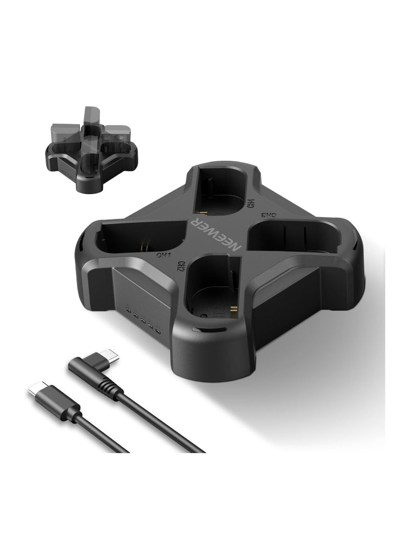 نيوير شاحن سريع NEEWER NW-P4 LP-E6 بأربع قنوات PD60W | شحن متزامن، شاشة LCD ذكية، توصيل طاقة USB-C لبطاريات كانون LP-E6، LP-E6N، LP-E6NH - Image 1