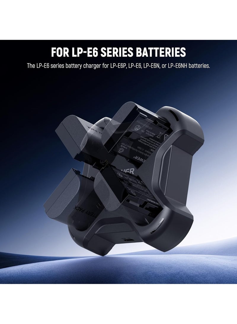 نيوير شاحن سريع NEEWER NW-P4 LP-E6 بأربع قنوات PD60W | شحن متزامن، شاشة LCD ذكية، توصيل طاقة USB-C لبطاريات كانون LP-E6، LP-E6N، LP-E6NH - Image 5