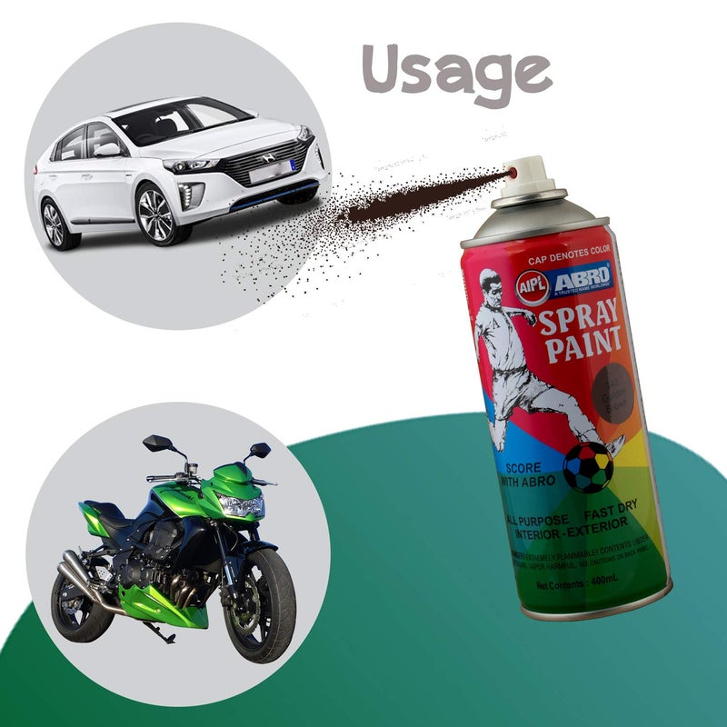Abro SP-143 Multipurpose Colour Spray Paint Can (400ml, Golden Brown) DIY Quick Drying for Metal, Wood, Walls, Automotive Cars and Bikes - Image 4