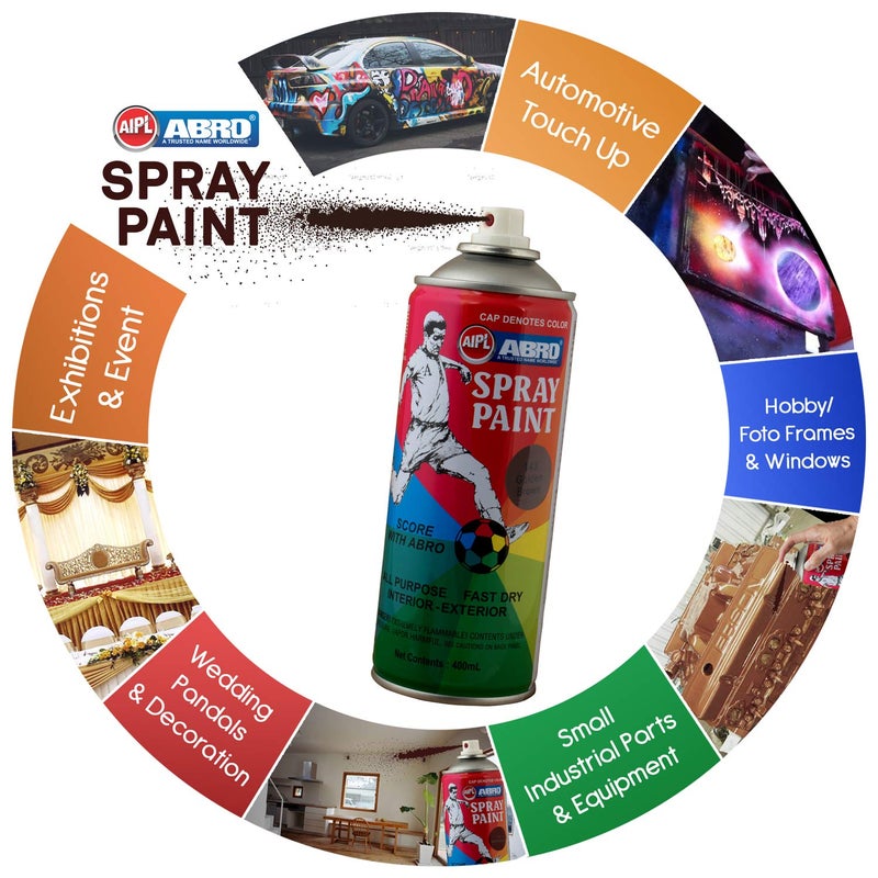 Abro SP-143 Multipurpose Colour Spray Paint Can (400ml, Golden Brown) DIY Quick Drying for Metal, Wood, Walls, Automotive Cars and Bikes - Image 2
