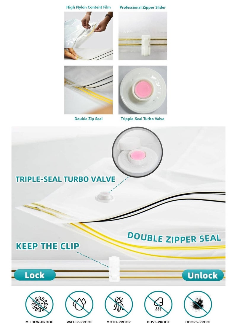 Casilda Space Saver Vacuum Storage Bags with Hand Pump, Vacuum bag Reusable for 80% more Space for Packing Clothes, Blankets, Pillows, Bedding and Travel 50x70 cm – Medium, Set of 6 - Image 2