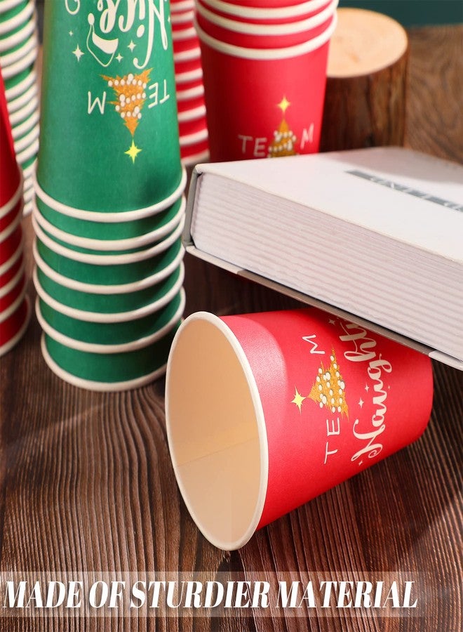 Funtery 60 Pcs 12 oz Christmas Paper Cups - Team Naughty or Nice Party Disposable Cups for Hot and Cold Beverages - Red Green Coffee Cup for Xmas Holiday Party Supplies - Image 4