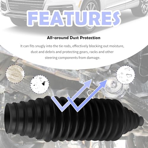 KIFIDAN Tie Rod Boot Kit with Pinion Bellow Cable Ties and Clamps,Waterproof & Dustproof Rack and Pinion Boot for Steering System Protection,Silicone Inner Tie Rod Boot Car Accessories (Black) - Image 4