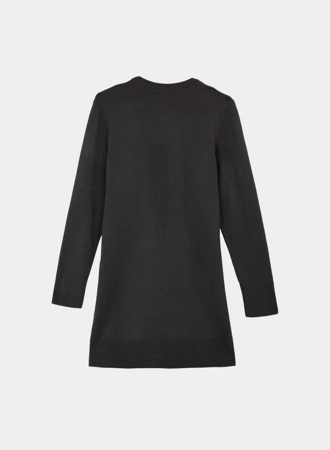 ديفاكتو DeFacto Regular Fit Crew Neck Side Slit Longline Tunic
