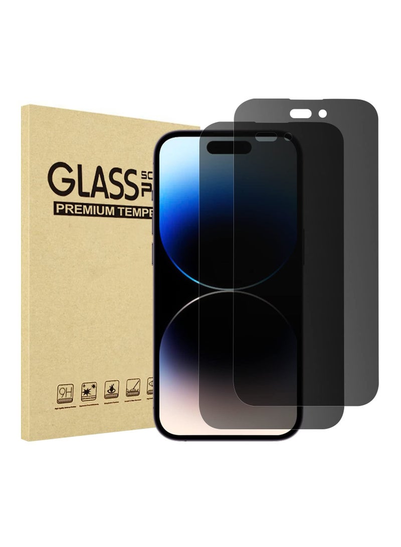 Procases 2 Pack Privacy Screen Protector for iPhone 14 Pro 2022 9H Anti Spy Dark Tempered Glass Screen Film Guard 6.1 Inch 2022 Case Friendly Bubble Free - Image 1