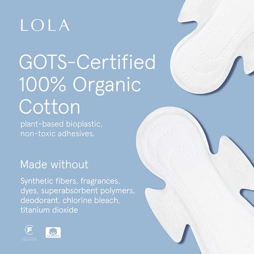 LOLA Non-Toxic Cotton Pads for Women - 36 Count, Regular, Ultra Thin with Wings - Organic Pads & Panty Liners for Women - Image 2