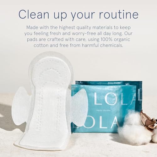 LOLA Non-Toxic Cotton Pads for Women - 36 Count, Regular, Ultra Thin with Wings - Organic Pads & Panty Liners for Women - Image 5