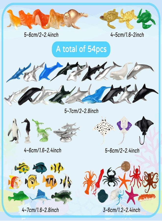 DOITEM 54 Pack Assorted Mini Vinyl Plastic Ocean Sea Animal Figures Toy Set, Realistic Under The Sea Life Figure Bath Gift for Child Educational Kids Party Cake Cupcake Topper - Image 2