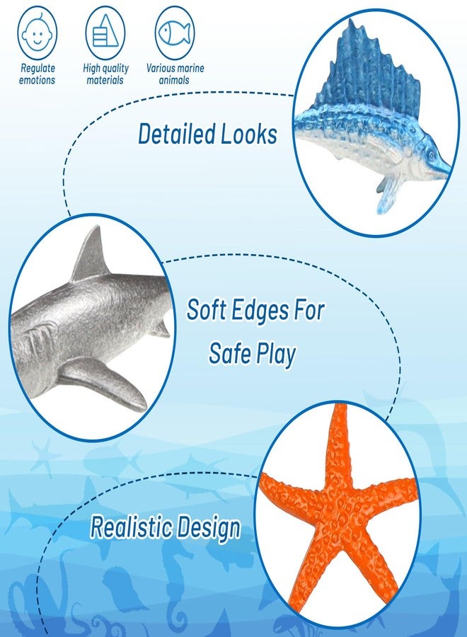 DOITEM 54 Pack Assorted Mini Vinyl Plastic Ocean Sea Animal Figures Toy Set, Realistic Under The Sea Life Figure Bath Gift for Child Educational Kids Party Cake Cupcake Topper - Image 3