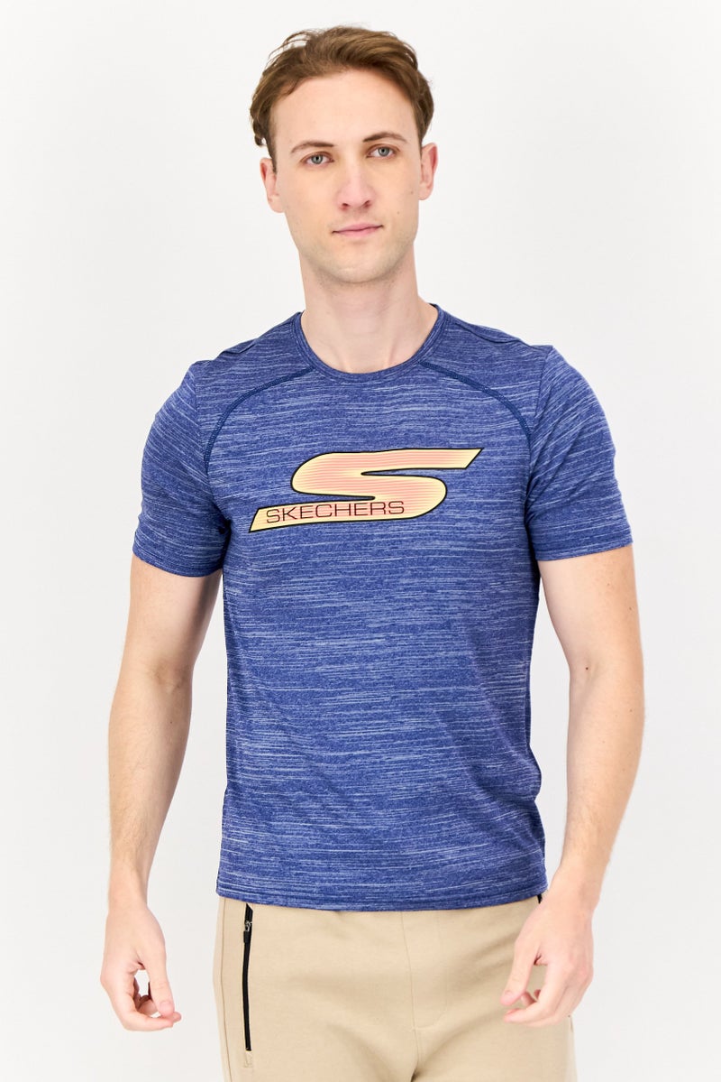 SKECHERS Men Sportswear Fit Short Sleeves Outdoor T-Shirt, Blue - Image 1