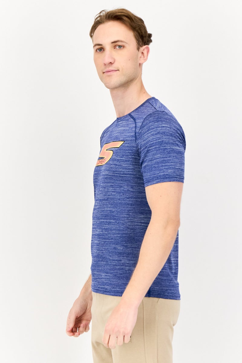SKECHERS Men Sportswear Fit Short Sleeves Outdoor T-Shirt, Blue - Image 3