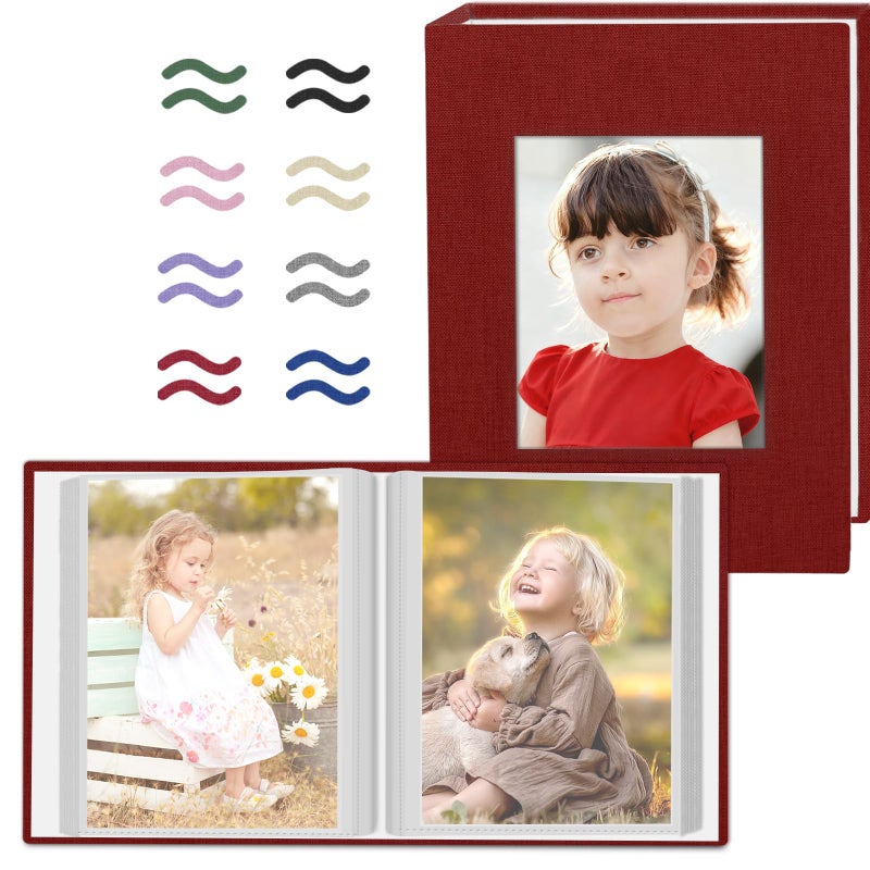 Popotop 2 Pack Photo Album 4x6 Pictures, Small Linen Slip-in Photo Albums Book for 80 Photos with 40 Pockets, Birthday Gifts for Women Mom Family Baby - Image 1