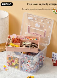 DUNISO Clear Plastic Storage Box, Large Capacity Storage Box for Hair accessories and cosmetics, Multipurpose Stationery Storage Box with Handle, For Organizer Home Utility Box  - Image 2