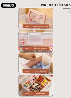 DUNISO Clear Plastic Storage Box, Large Capacity Storage Box for Hair accessories and cosmetics, Multipurpose Stationery Storage Box with Handle, For Organizer Home Utility Box  - Image 5