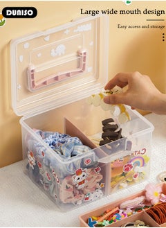 DUNISO Clear Plastic Storage Box, Large Capacity Storage Box for Hair accessories and cosmetics, Multipurpose Stationery Storage Box with Handle, For Organizer Home Utility Box  - Image 3